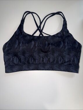 Crisscross Back Snake-Print Low-Support Sports Bra — Black